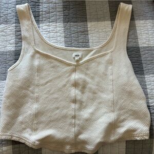Aerie Cream Ribbed Crop Top